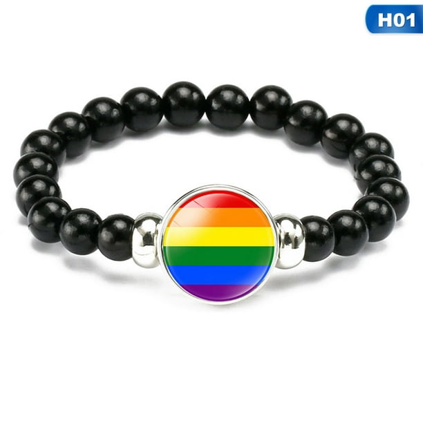 RAINBOW FLAG Italian Charm Gay Pride LOVE Hearts fits Classic Starter Bracelets